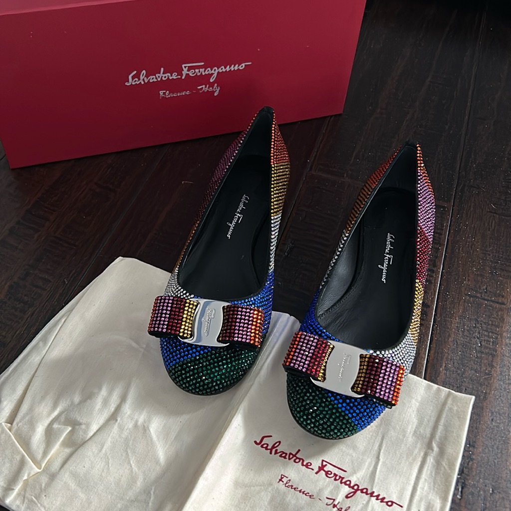 Brand New In Box Ferragamo Sparkle Flats